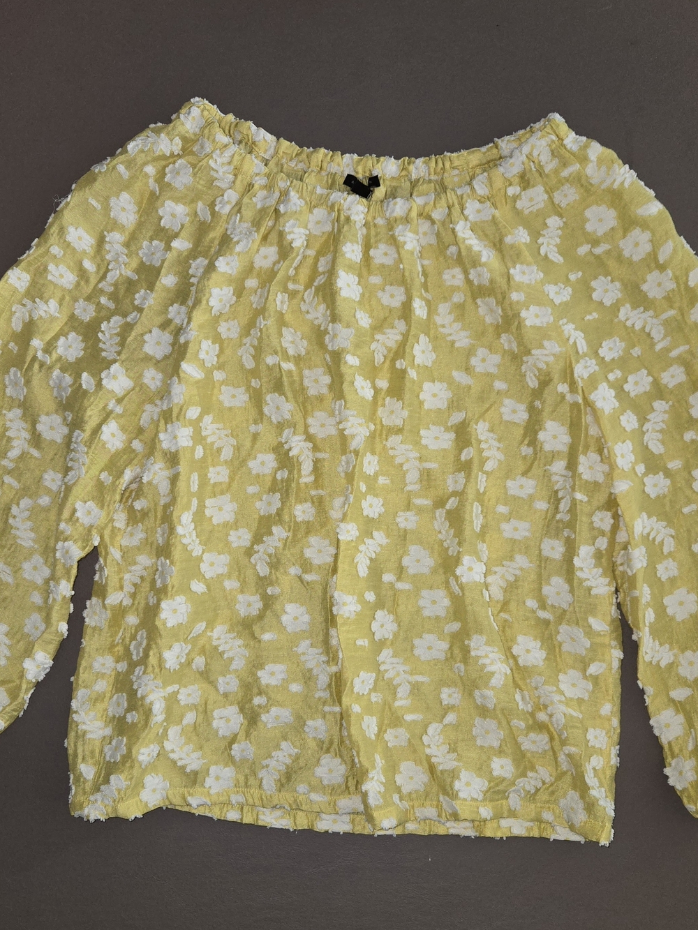 Yellow Floral Textured Off-Shoulder Women's Top